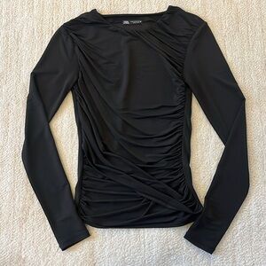 Rouched effect silky shirt